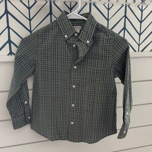 NWT Crewcuts  Olive Plaid Button Down Shirt size 6-7